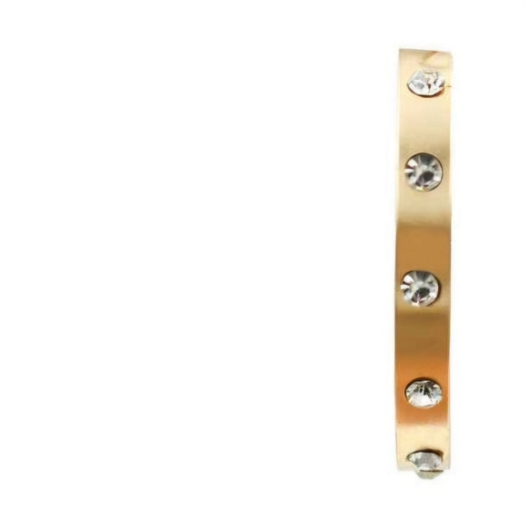 Gold Metal Hoop with Rhinestone Accent 1.5" Earring - Picture 4 of 4